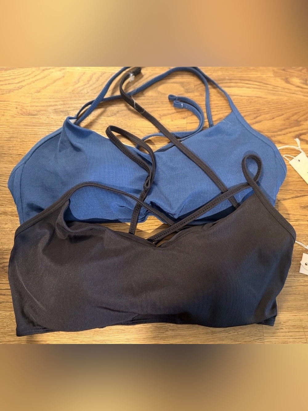 Summersalt Ribbed Voyager Bikini Top Set Of Two Black & Navy Size 6 NEW